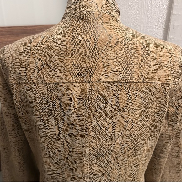 Alfani Brown Reptile Print Women’s Leather Jacket Size M - Picture 5 of 6